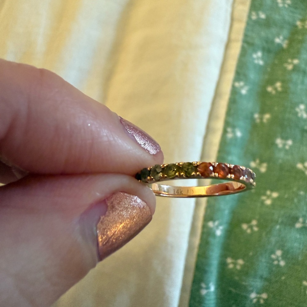 Catbird Sofia Zakia Rainbow Stardust Ring + Bonus Matching Rainbow Band Size 3.5 - Picture 7 of 11